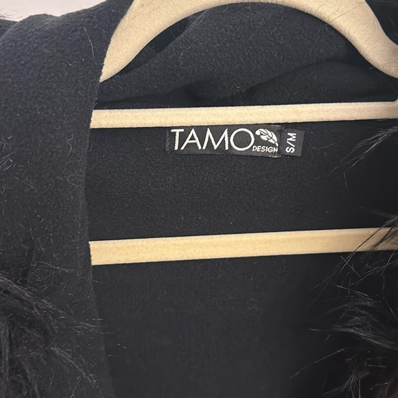 Tamo Design S/M Festival/Burning Man Coat Women Sequin with Black Faux Fur Trim - Picture 3 of 3